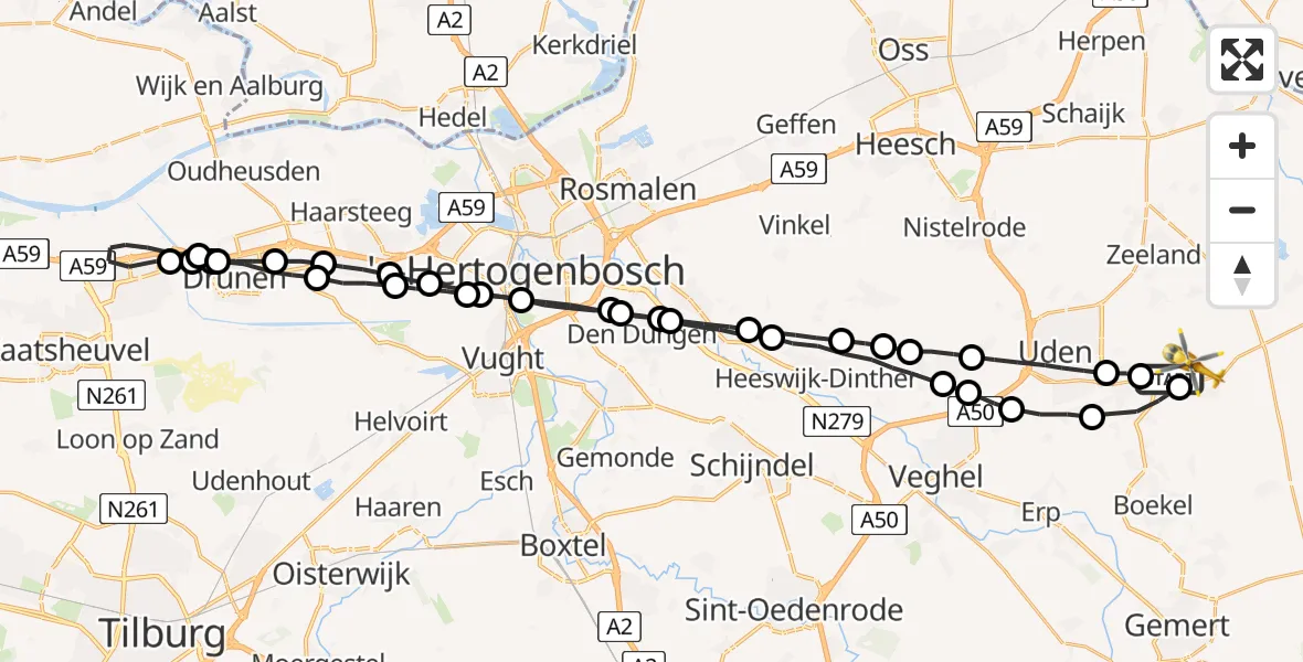 Vluchtroute Traumahelikopter Vliegbasis Volkel - Vliegbasis Volkel, 08 juli 2022, 04:22
