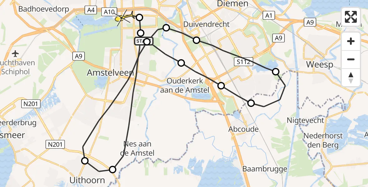 Routekaart van de vlucht: Lifeliner 1 naar VU Medisch Centrum Amsterdam