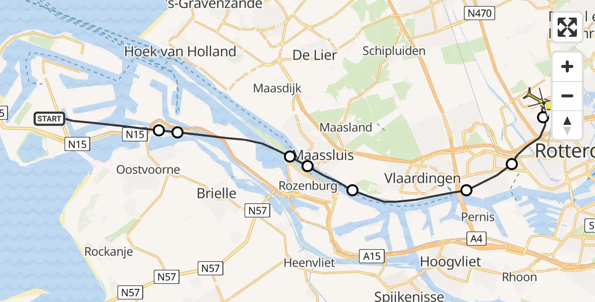 Routekaart van de vlucht: Lifeliner 2 naar Rotterdam The Hague Airport