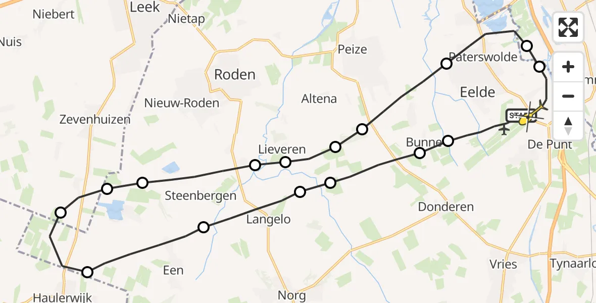 Routekaart van de vlucht: Lifeliner 4 naar Groningen Airport Eelde