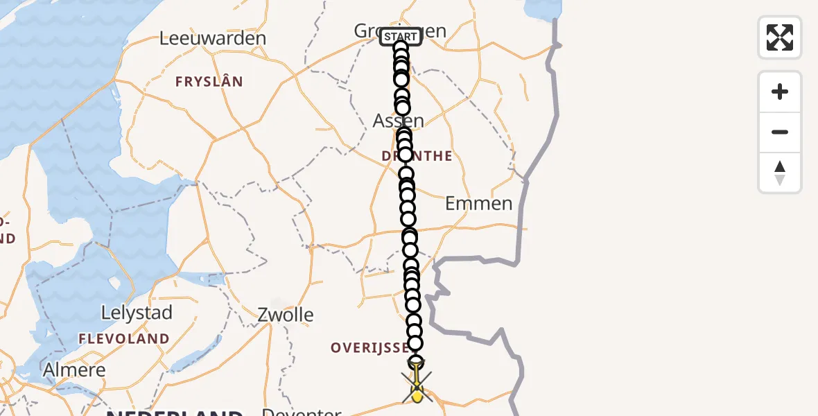 Routekaart van de vlucht: Lifeliner 4 naar Almelo