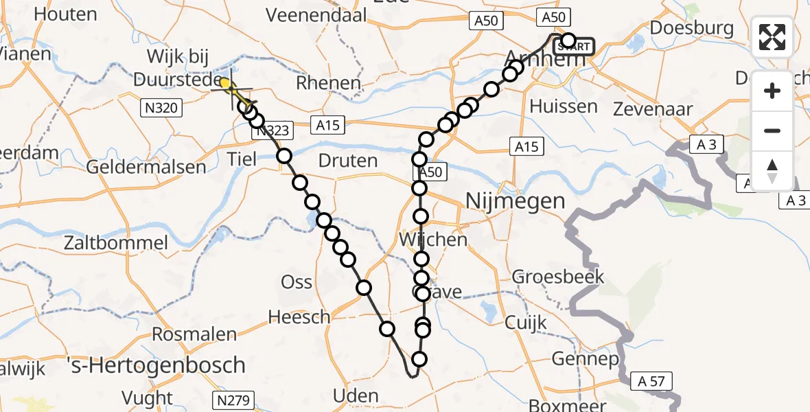 Routekaart van de vlucht: Lifeliner 3 naar Maurik