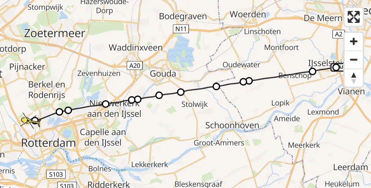 Routekaart van de vlucht: Lifeliner 2 naar Rotterdam The Hague Airport