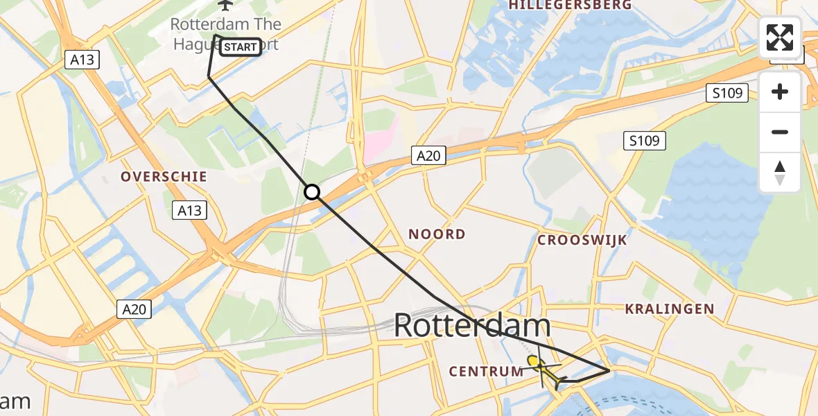 Routekaart van de vlucht: Lifeliner 2 naar Rotterdam