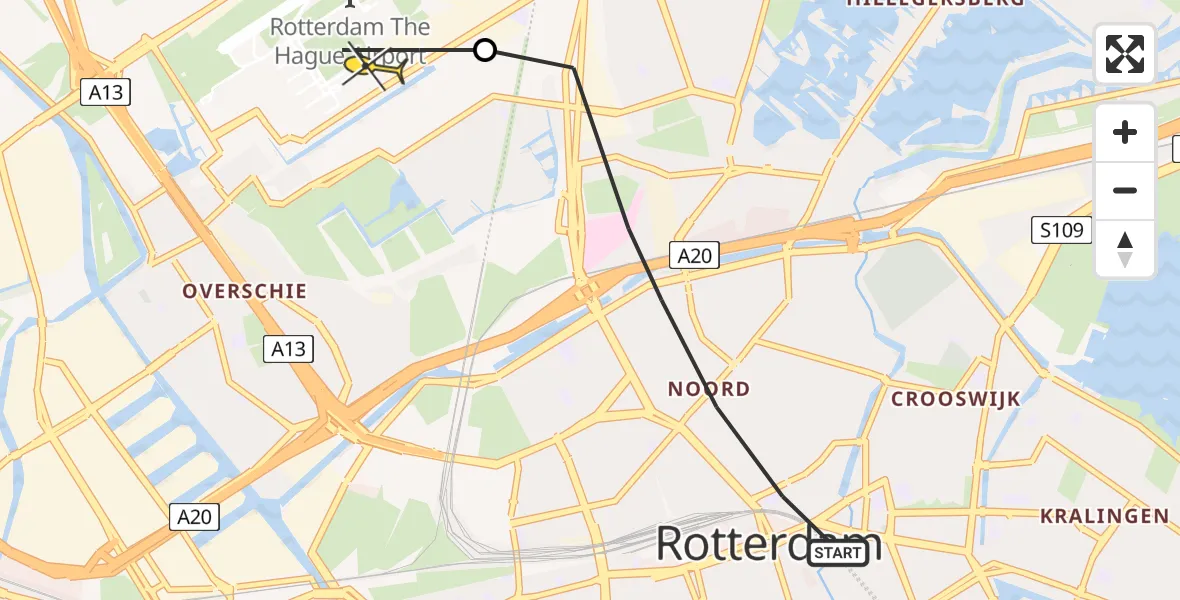 Routekaart van de vlucht: Lifeliner 2 naar Rotterdam The Hague Airport