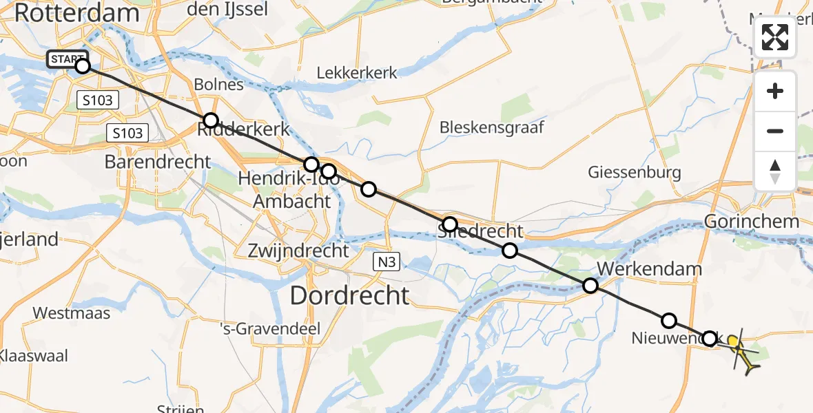 Routekaart van de vlucht: Lifeliner 2 naar Almkerk