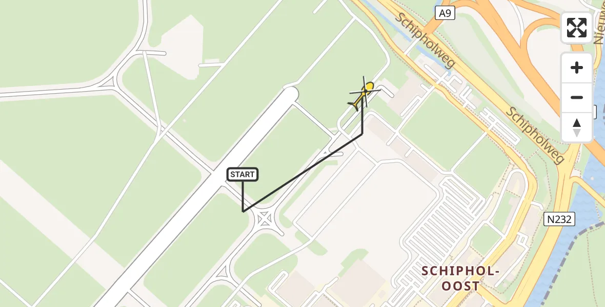 Vluchtroute Politiehelikopter van Schiphol naar Schiphol