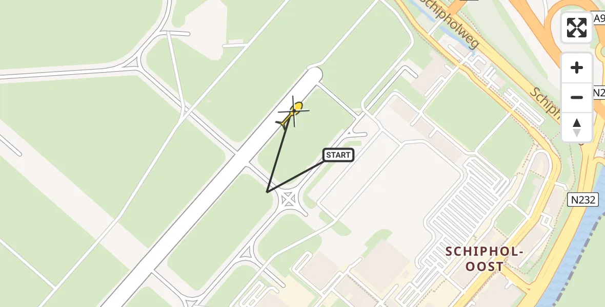 Vluchtroute Politiehelikopter van Schiphol naar Schiphol
