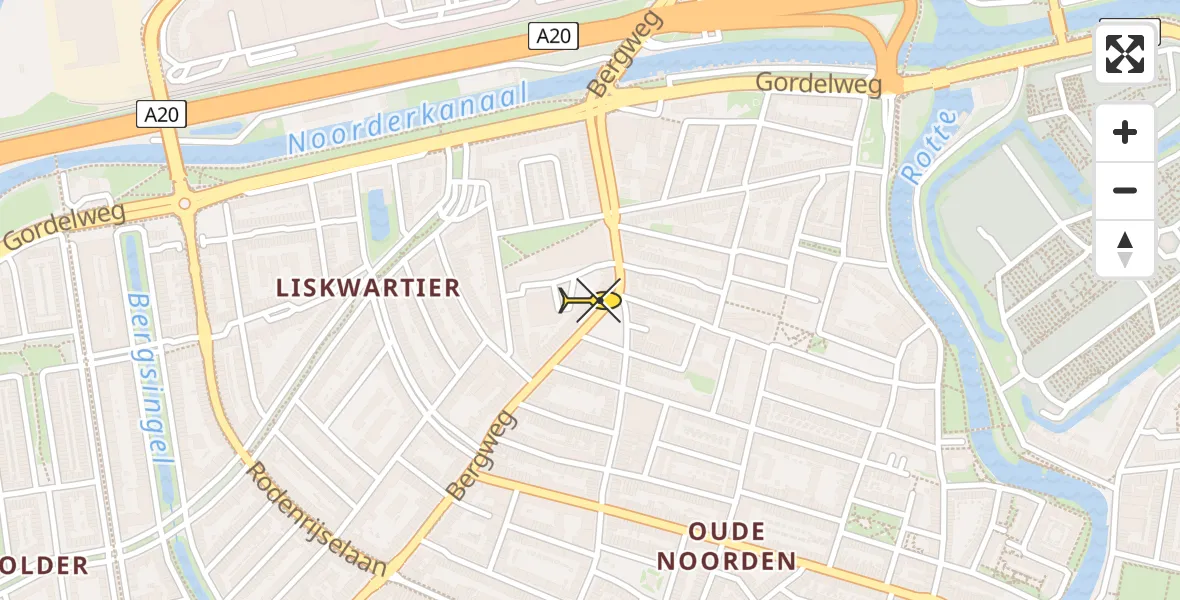 Vluchtroute Traumahelikopter van Rotterdam naar Rotterdam