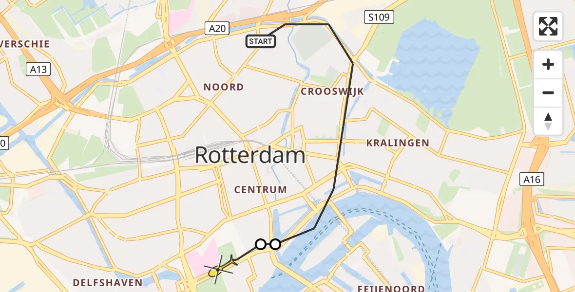 Routekaart van de vlucht: Lifeliner 2 naar Erasmus MC