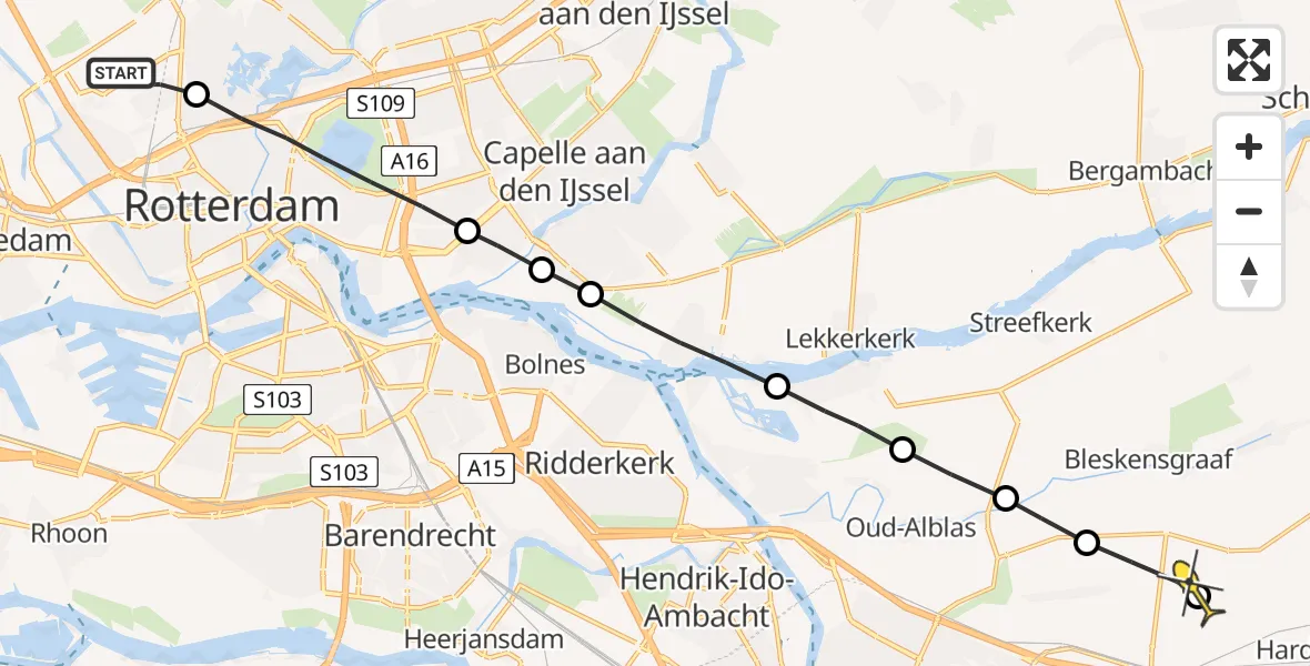 Routekaart van de vlucht: Lifeliner 2 naar Sliedrecht