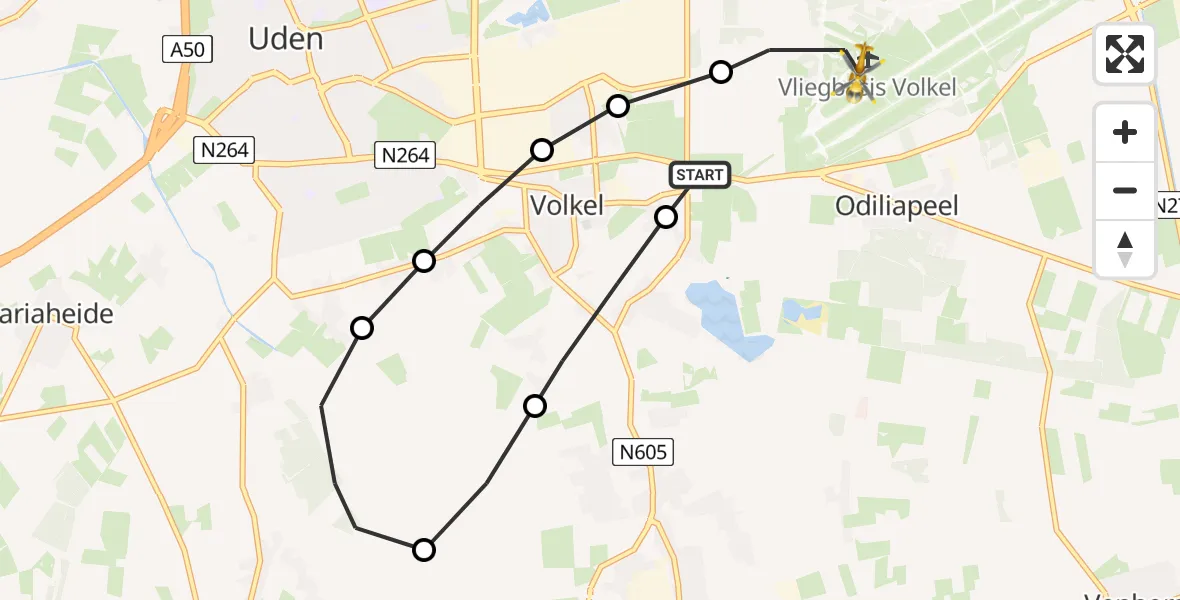 Vluchtroute Traumahelikopter Vliegbasis Volkel - Vliegbasis Volkel, 09 juli 2022, 11:44