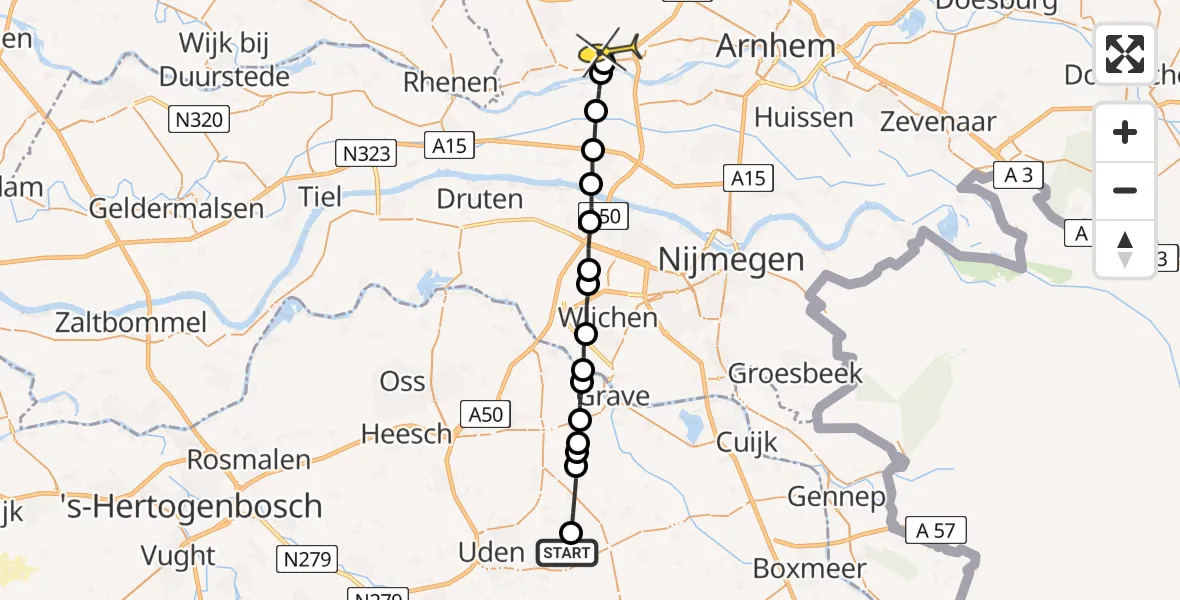 Routekaart van de vlucht: Lifeliner 3 naar Renkum