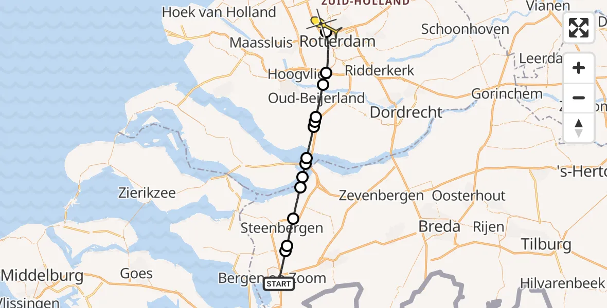 Routekaart van de vlucht: Lifeliner 2 naar Rotterdam The Hague Airport