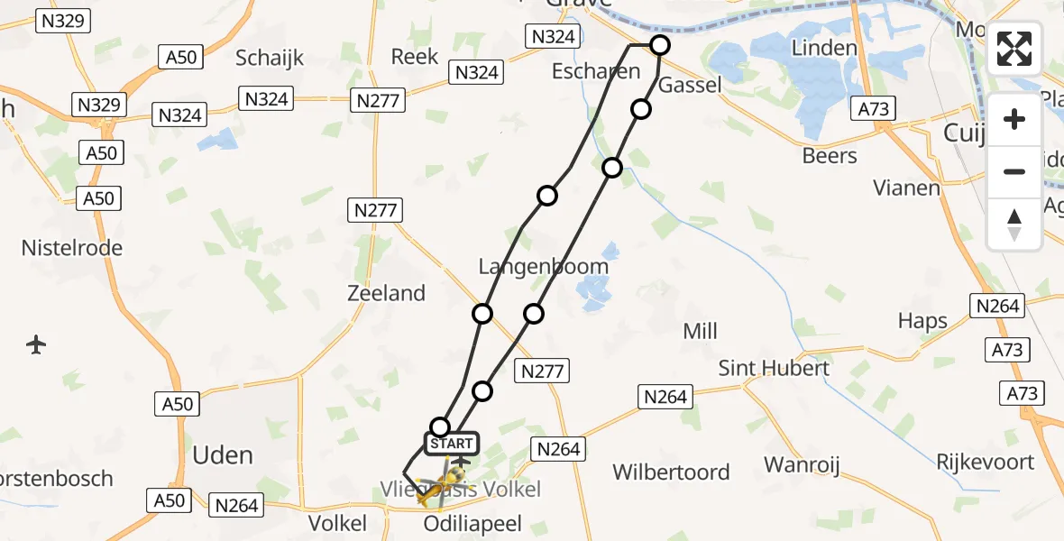 Vluchtroute Traumahelikopter Vliegbasis Volkel - Vliegbasis Volkel, 09 juli 2022, 16:57