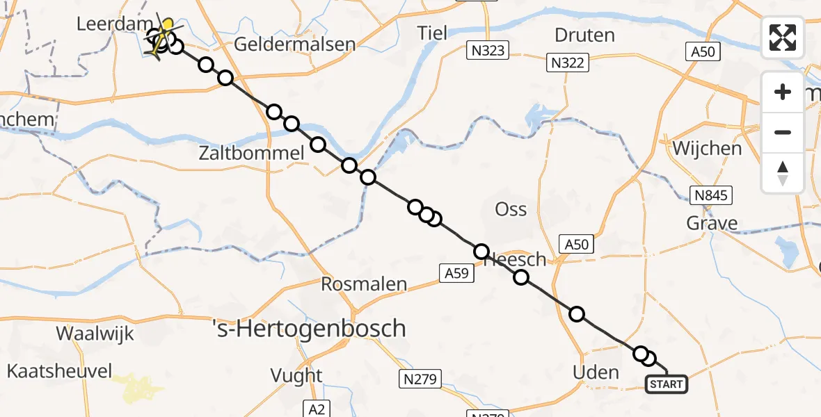 Routekaart van de vlucht: Lifeliner 3 naar Rhenoy