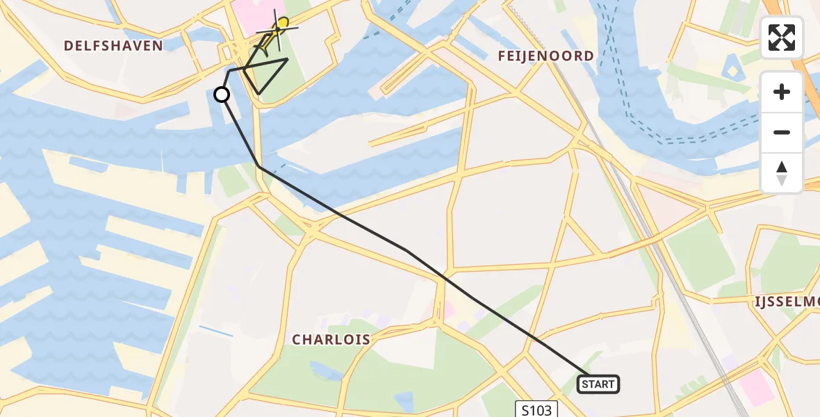 Routekaart van de vlucht: Lifeliner 2 naar Erasmus MC