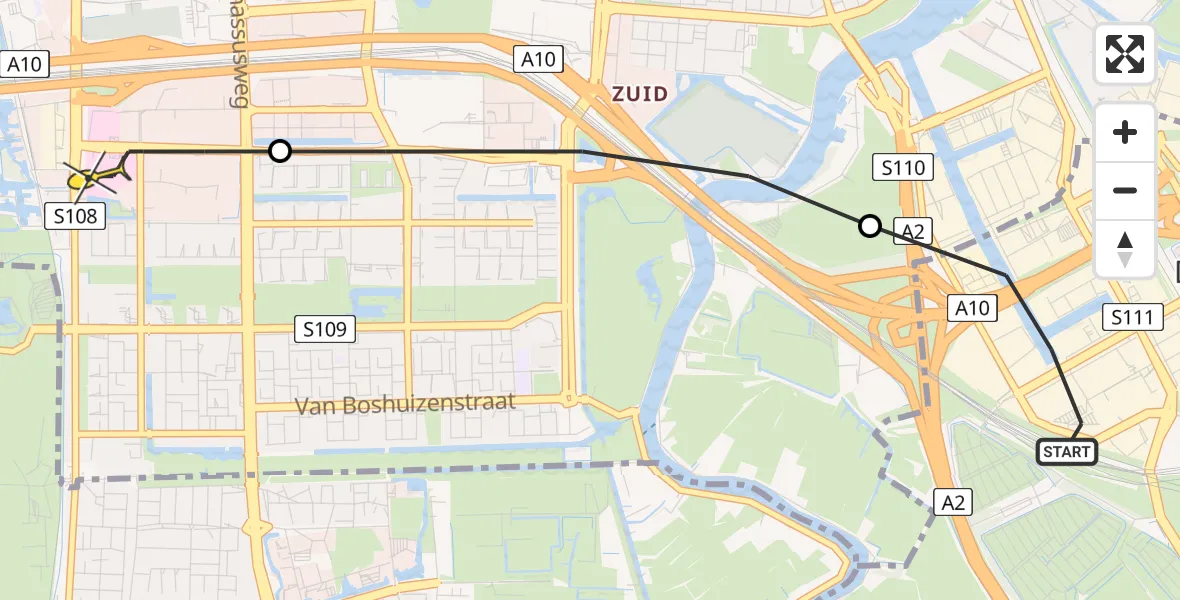 Routekaart van de vlucht: Lifeliner 1 naar VU Medisch Centrum Amsterdam