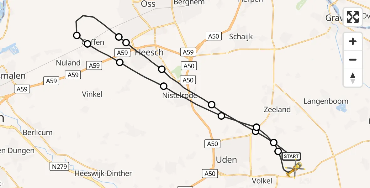 Vluchtroute Traumahelikopter Vliegbasis Volkel - Vliegbasis Volkel, 09 juli 2022, 19:44