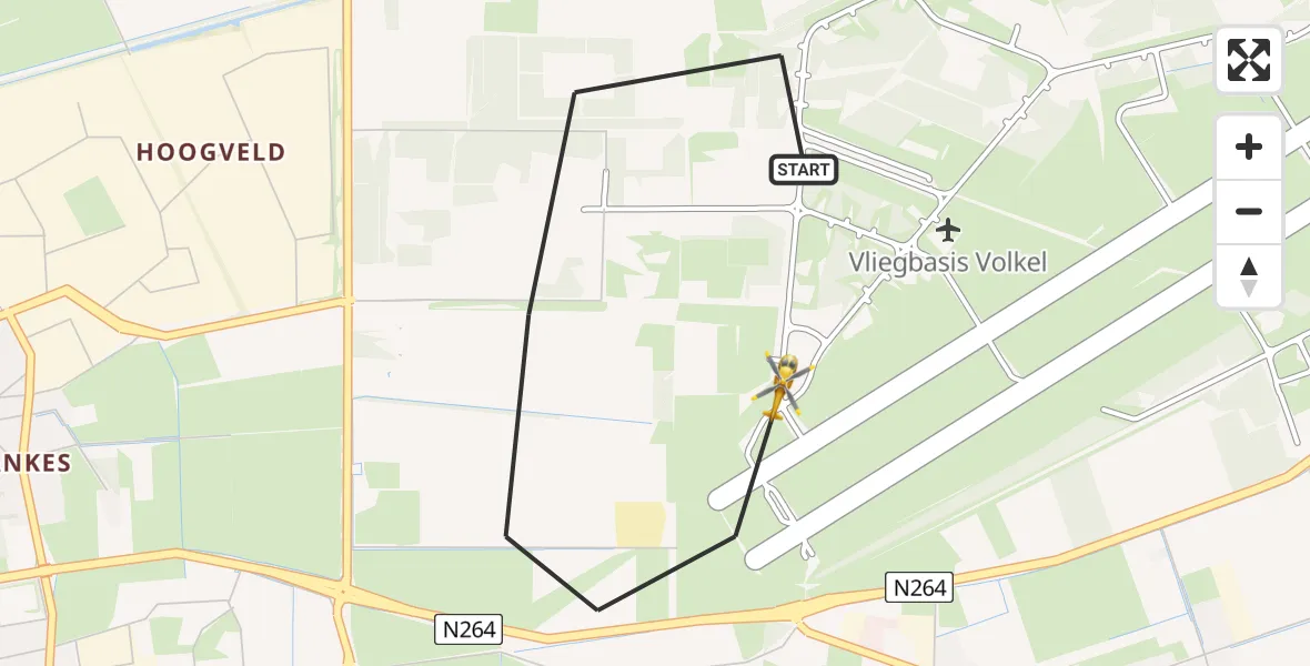 Vluchtroute Traumahelikopter Vliegbasis Volkel - Vliegbasis Volkel, 09 juli 2022, 20:08