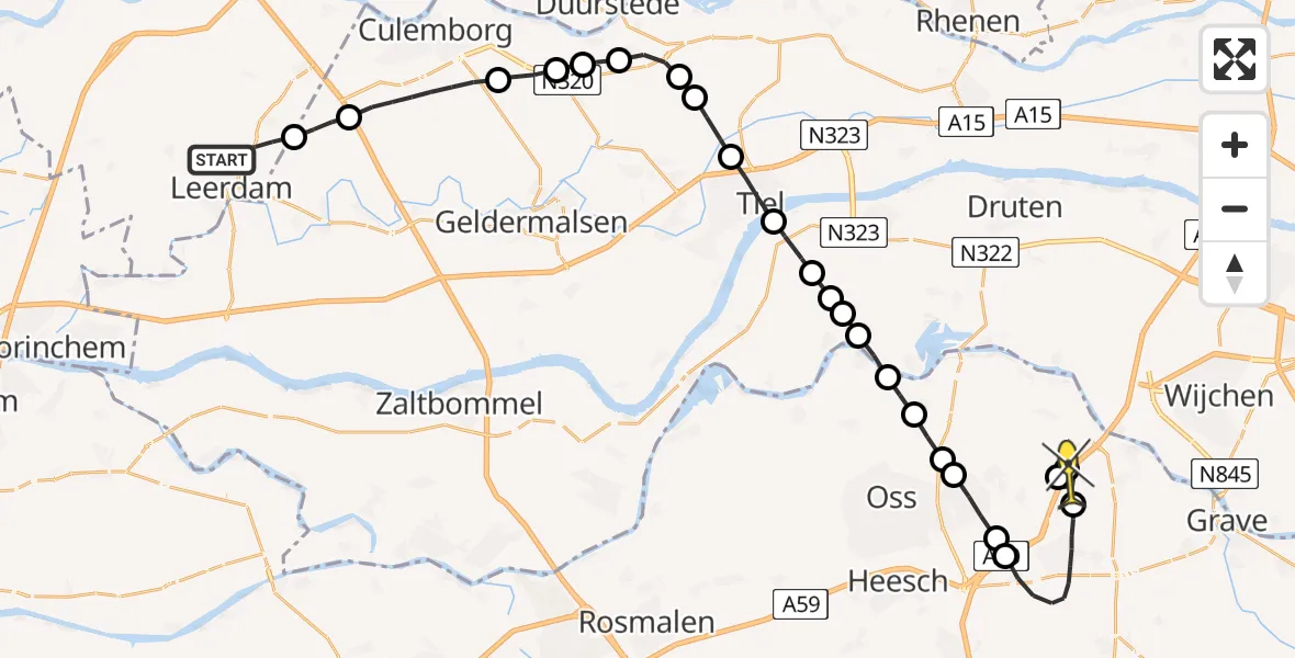 Routekaart van de vlucht: Lifeliner 3 naar Huisseling