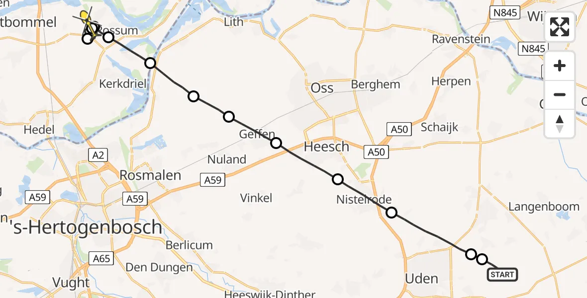 Routekaart van de vlucht: Lifeliner 3 naar Hurwenen