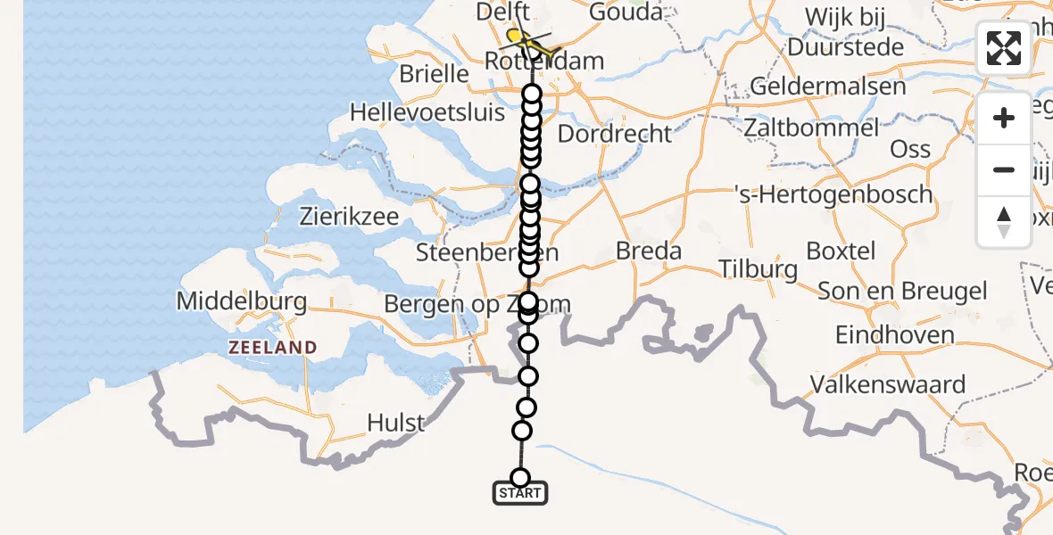 Routekaart van de vlucht: Lifeliner 2 naar Rotterdam The Hague Airport