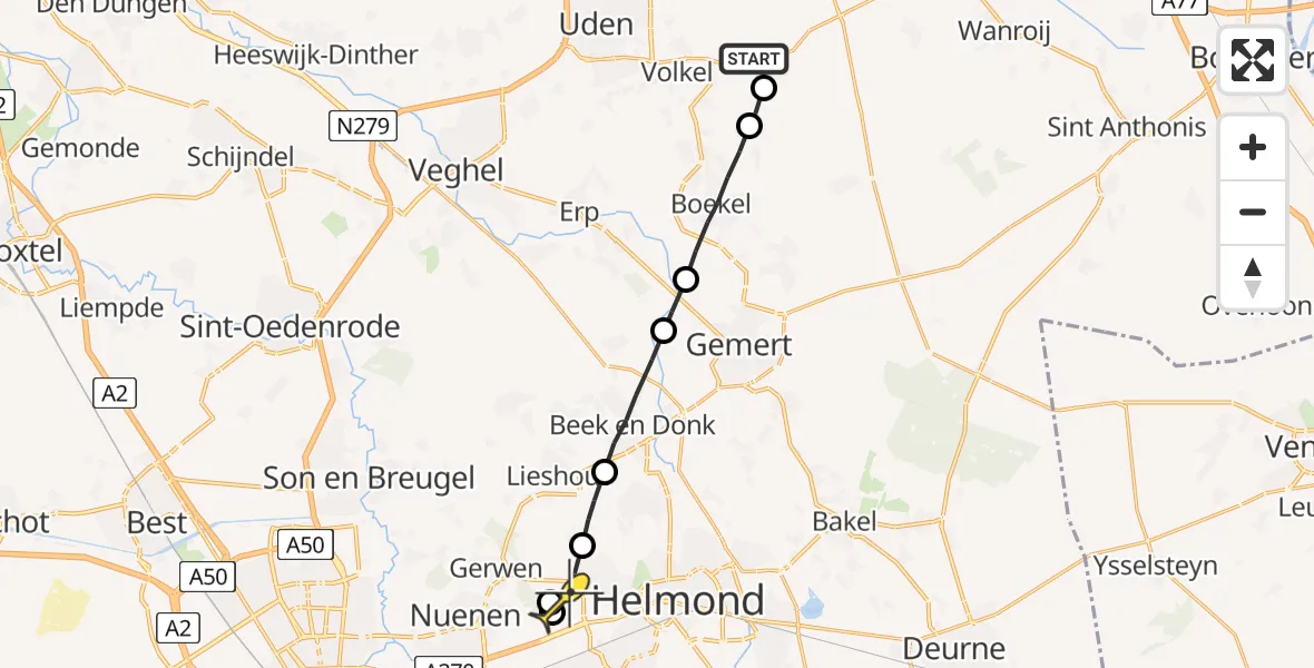 Routekaart van de vlucht: Lifeliner 3 naar Helmond