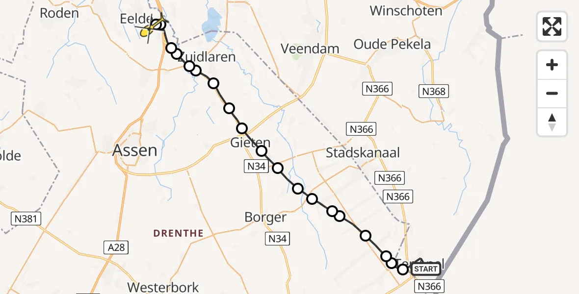 Routekaart van de vlucht: Lifeliner 4 naar Groningen Airport Eelde