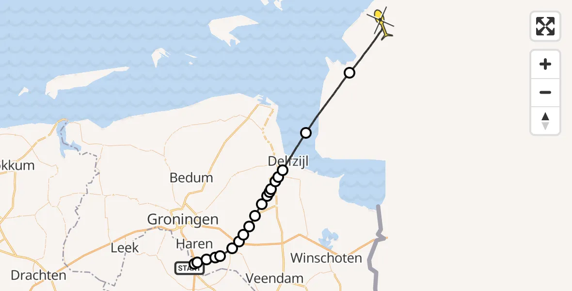 Routekaart van de vlucht: Lifeliner 4 naar Norden
