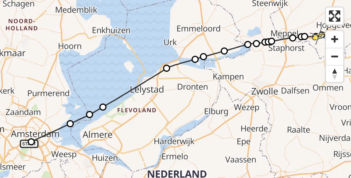 Routekaart van de vlucht: Lifeliner 1 naar Zuidwolde