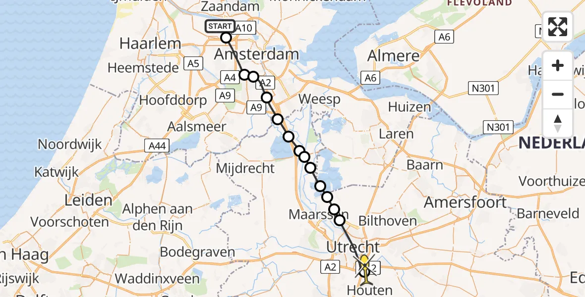 Routekaart van de vlucht: Lifeliner 1 naar Utrecht