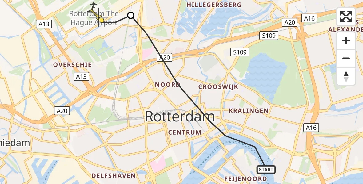 Routekaart van de vlucht: Lifeliner 2 naar Rotterdam The Hague Airport