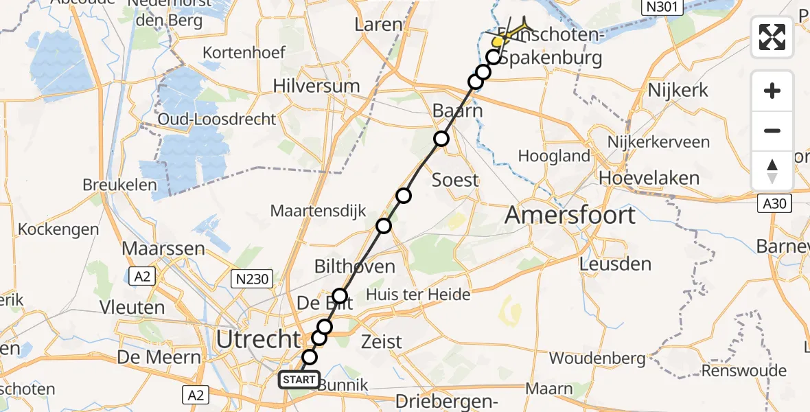 Routekaart van de vlucht: Lifeliner 1 naar Bunschoten-Spakenburg
