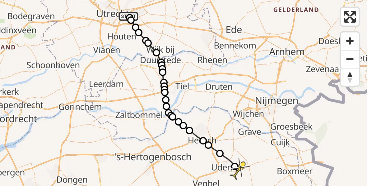 Routekaart van de vlucht: Lifeliner 3 naar Vliegbasis Volkel