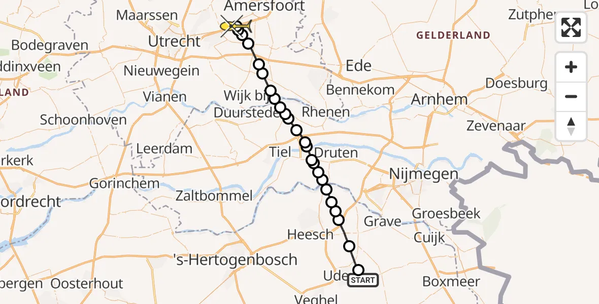 Routekaart van de vlucht: Lifeliner 3 naar Soesterberg