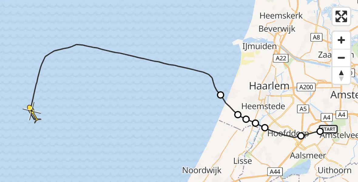 Routekaart van de vlucht: Politieheli naar 