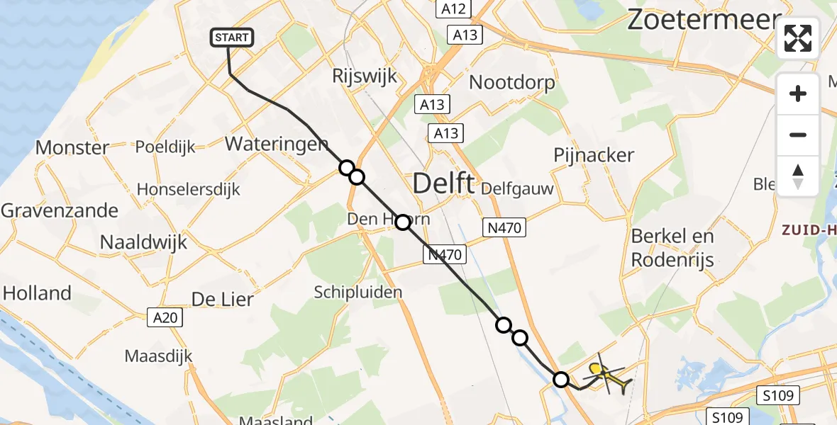 Routekaart van de vlucht: Lifeliner 2 naar Rotterdam The Hague Airport