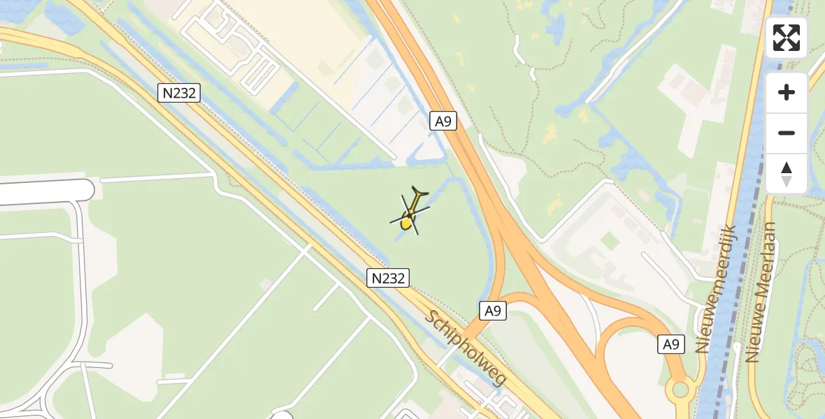 Vluchtroute Politiehelikopter van Schiphol naar Schiphol