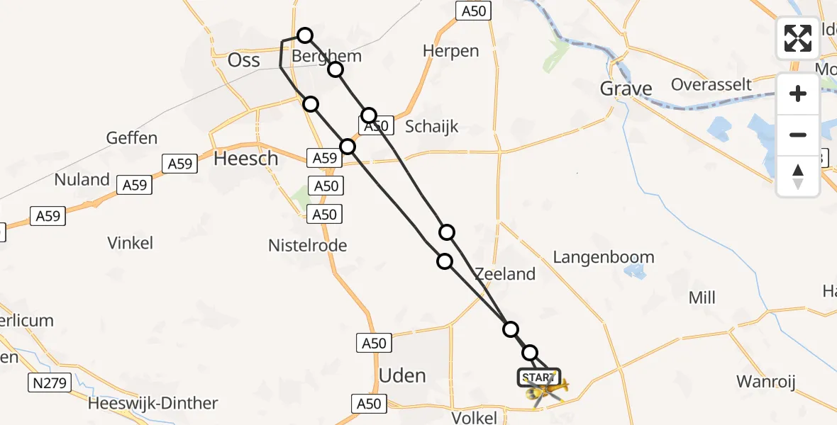 Vluchtroute Traumahelikopter Vliegbasis Volkel - Vliegbasis Volkel, 11 juli 2022, 11:25