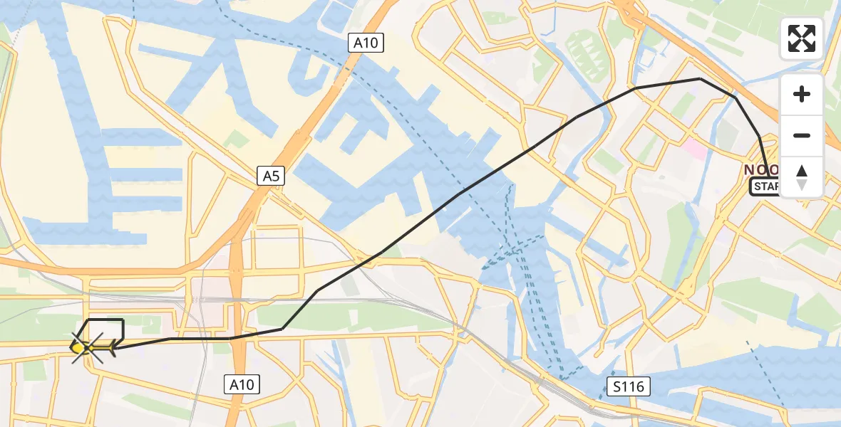 Routekaart van de vlucht: Lifeliner 1 naar Amsterdam