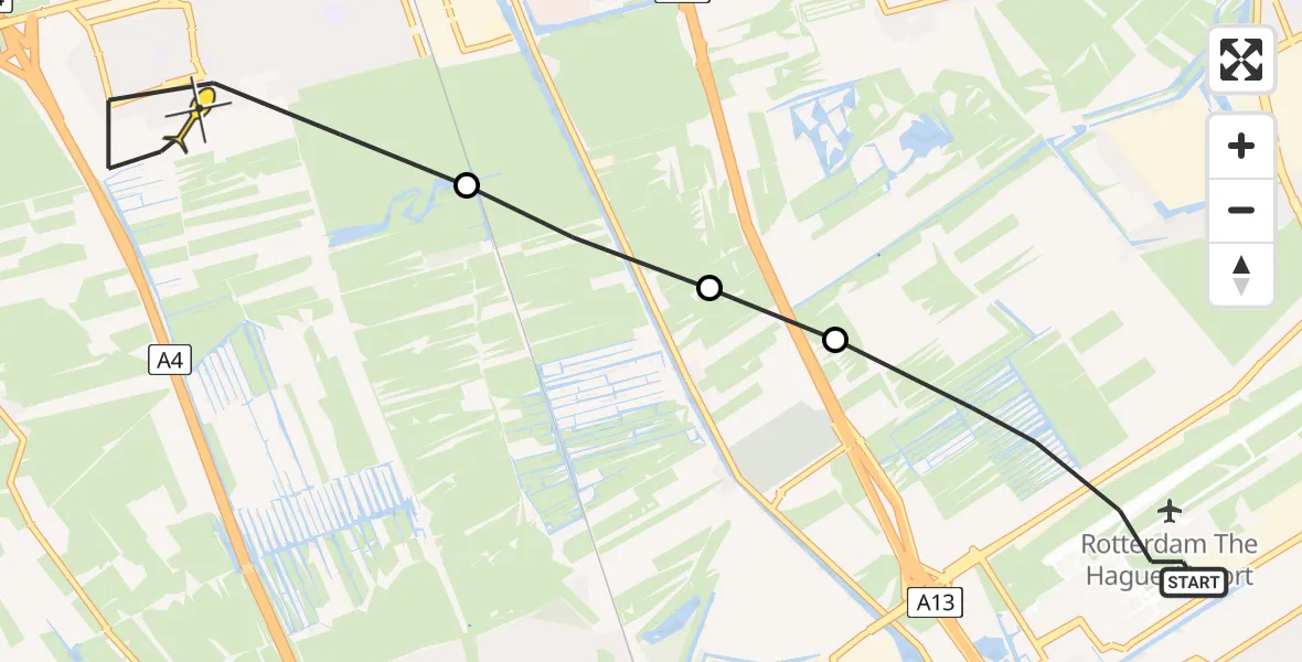 Routekaart van de vlucht: Lifeliner 2 naar Delft