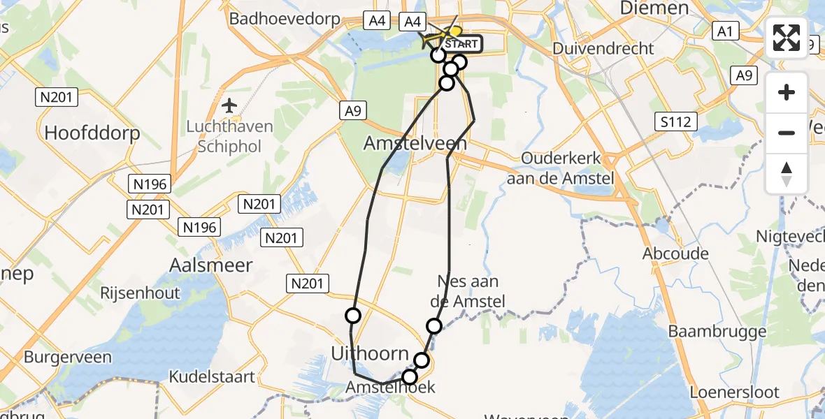 Routekaart van de vlucht: Lifeliner 1 naar VU Medisch Centrum Amsterdam