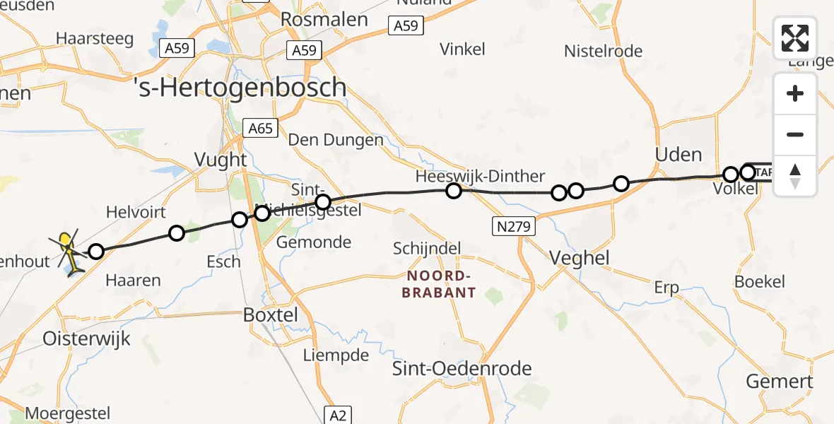 Routekaart van de vlucht: Lifeliner 3 naar Biezenmortel