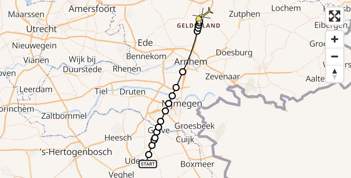 Routekaart van de vlucht: Lifeliner 3 naar Beekbergen