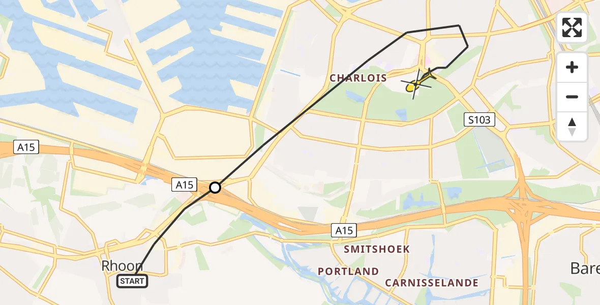 Routekaart van de vlucht: Lifeliner 2 naar Rotterdam