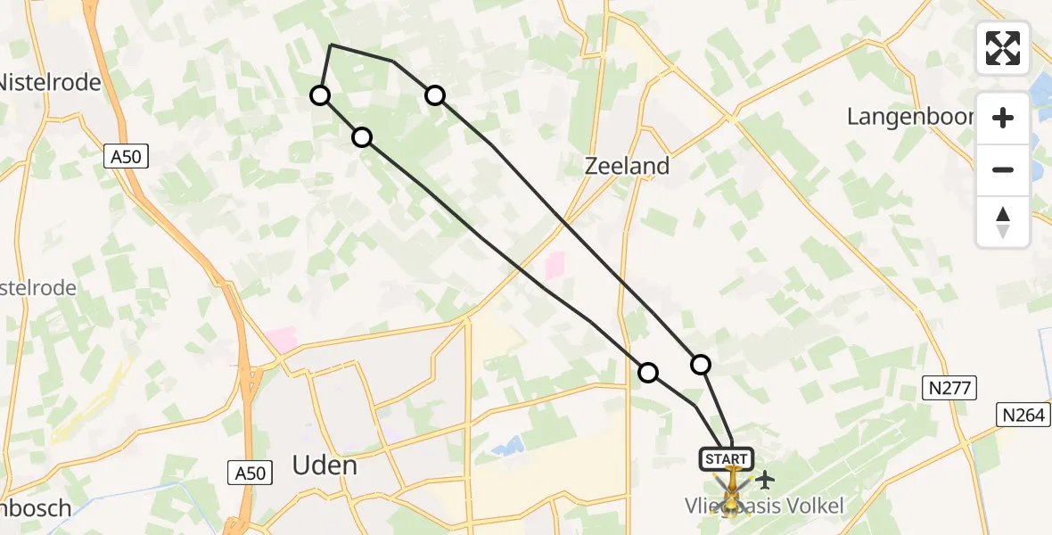 Vluchtroute Traumahelikopter Vliegbasis Volkel - Vliegbasis Volkel, 12 juli 2022, 05:34