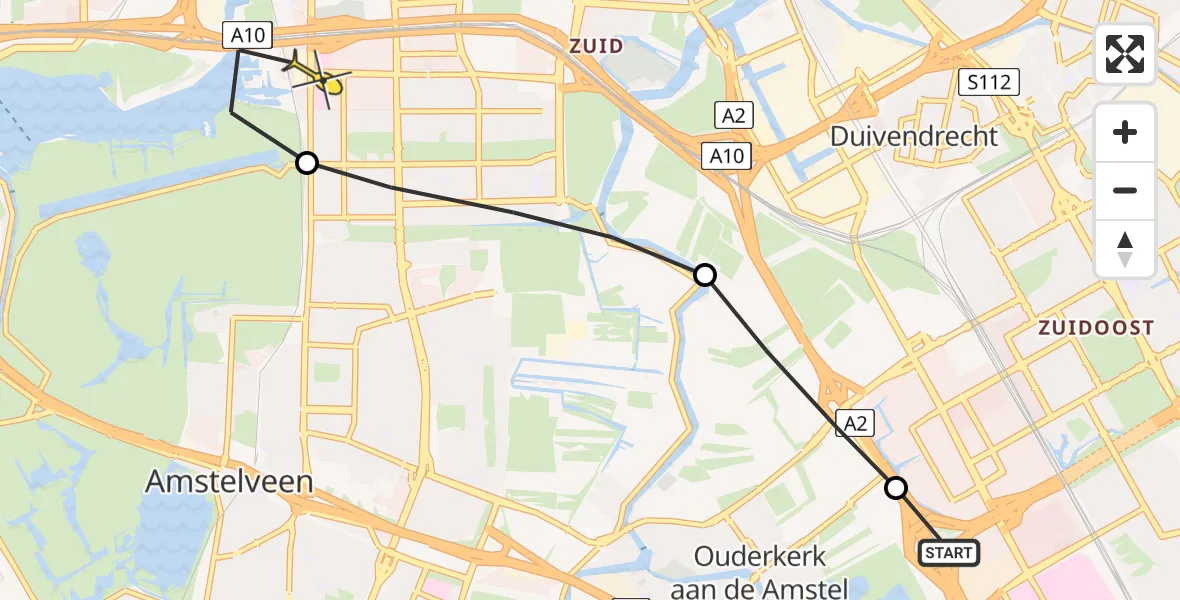 Routekaart van de vlucht: Lifeliner 1 naar VU Medisch Centrum Amsterdam