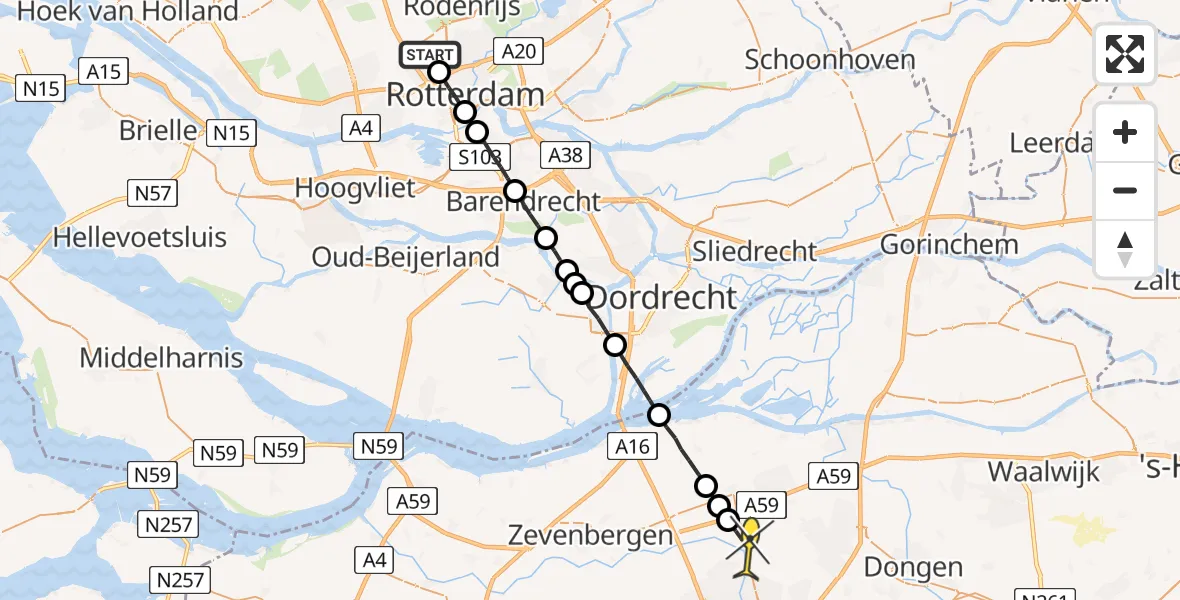 Routekaart van de vlucht: Lifeliner 2 naar Terheijden