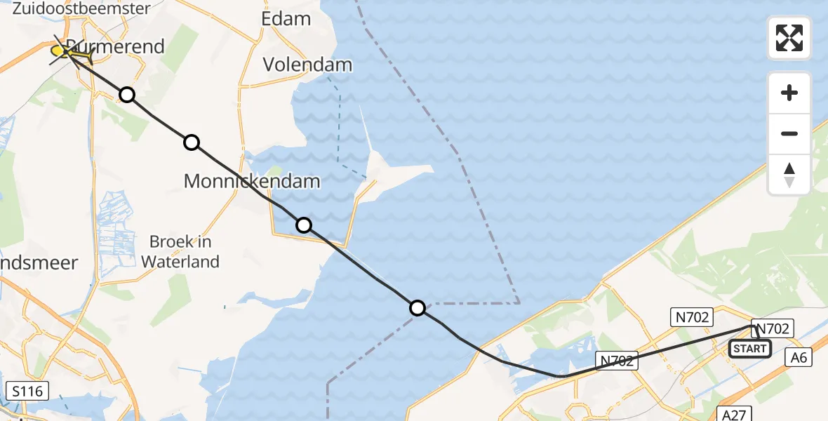 Routekaart van de vlucht: Lifeliner 1 naar Purmerend